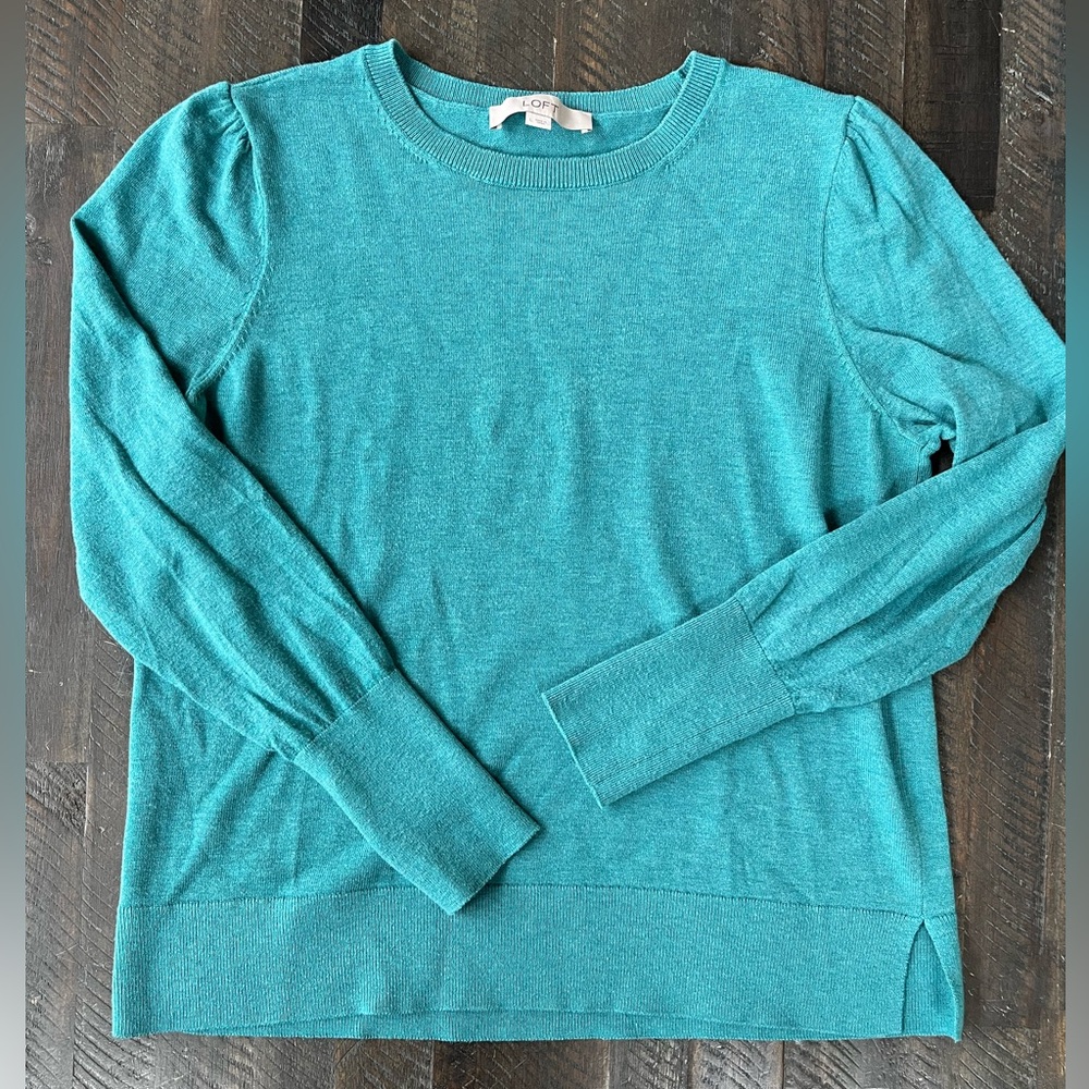 Loft Women's Long Puff Sleeve Basic Solid Sweater… - image 1